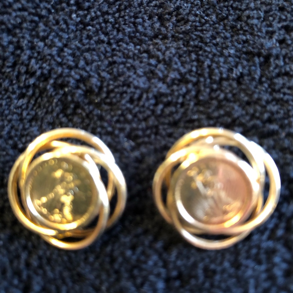 14K Italian gold coin pierced earrings